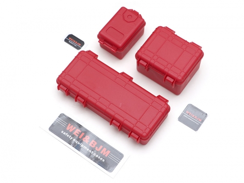 Team Raffee Co. Miscellaneous All Scale Accessories - 1/10 Scale Safety Equipment Cases Hard Luggage Box Set (3) Red