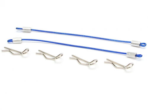 Team Raffee Co. Miscellaneous All 1/10 Car Body Clip with 80mm Cable (4) Blue