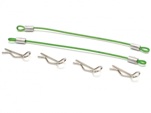Team Raffee Co. Miscellaneous All 1/10 Car Body Clip with 80mm Cable (4) Green