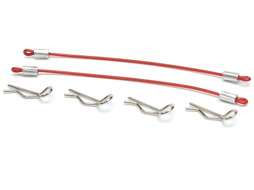 Team Raffee Co. Miscellaneous All 1/10 Car Body Clip with 80mm Cable (4) Red