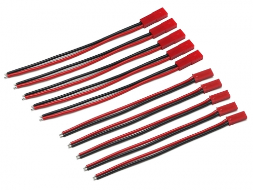 Team Raffee Co. Miscellaneous All Red JST Male and Femal Connectors 20Awg 100mm (5 each)