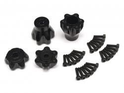 Axial Yeti Aluminum Front & Rear Wheel Hub Adapters - 2 Sets Black by Boom Racing