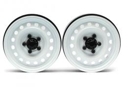 Miscellaneous All 1.9 Narrow 21mm Badass Classic 16-Hole Steelie & CNC Aluminum Beadlock Wheels w/ Center Hubs (Front) 2pcs White by Boom Racing