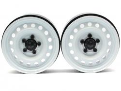 Miscellaneous All 1.9 Narrow 21mm Badass Classic 16-Hole Steelie & CNC Aluminum Beadlock Wheels w/ Center Hubs (Rear) 2pcs White by Boom Racing