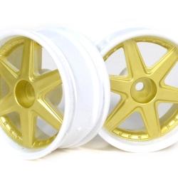 Miscellaneous All 6-Spoke White Outer Ring Wheel Set (2Pcs) For 1/10 RC Car (6mm Offset) Gold by Boom Racing