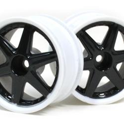 Miscellaneous All 6-Spoke White Outer Ring Wheel Set (2Pcs) For 1/10 RC Car (3mm Offset) Black by Boom Racing