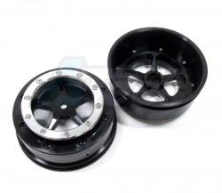 Tamiya  DT-03 Nylon Front Rims Frame With Aluminum 5 Star Beadlock Rims - 1Pr Set  Black by GPM Racing